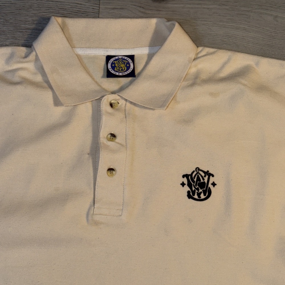 Smith & Wesson Polo Shirt XXL Cream Embroidered Logo‎ Cotton Tactical Outdoor